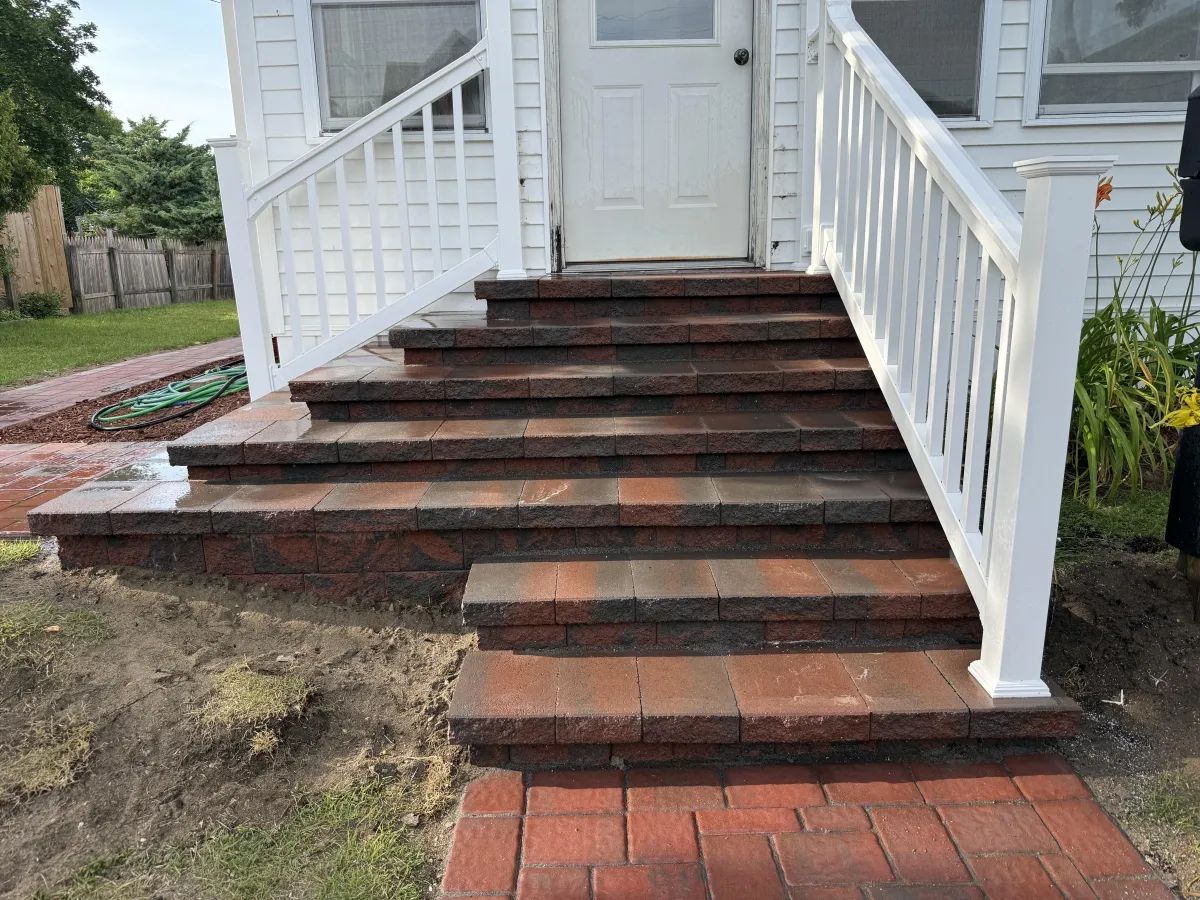 Paver front entry steps and staircase